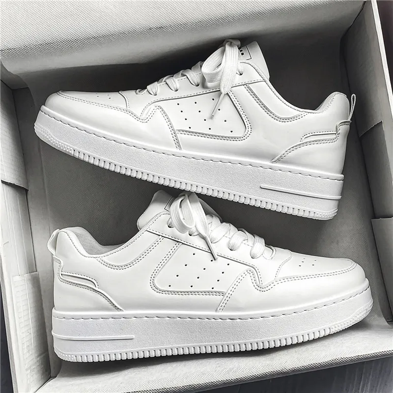 Nouvelles baskets blanches respirantes pour étudiants masculins, chaussures de sport décontractées à semelle épaisse, chaussures